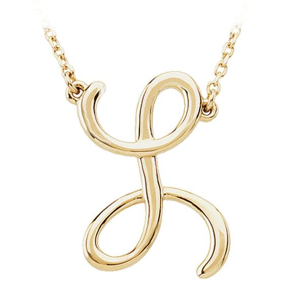 14k Yellow Gold, Olivia Collection, Medium Script Initial L Necklace - Picture 1 of 4